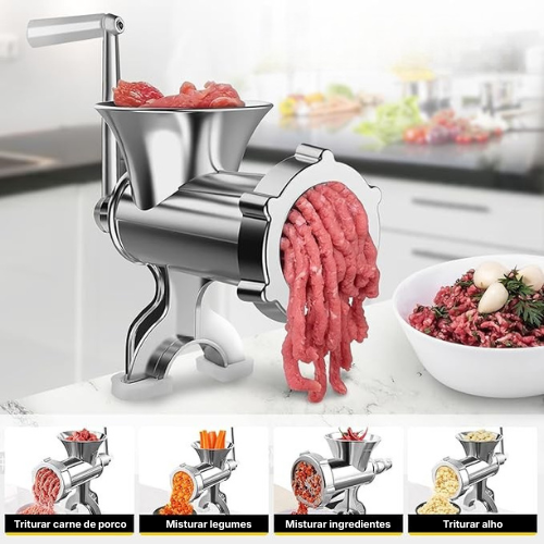 Moínho de Carne Manual em Aço Inoxidável, Ferramenta de Triturar, Manivela de Mesa para Fazer Salsichas