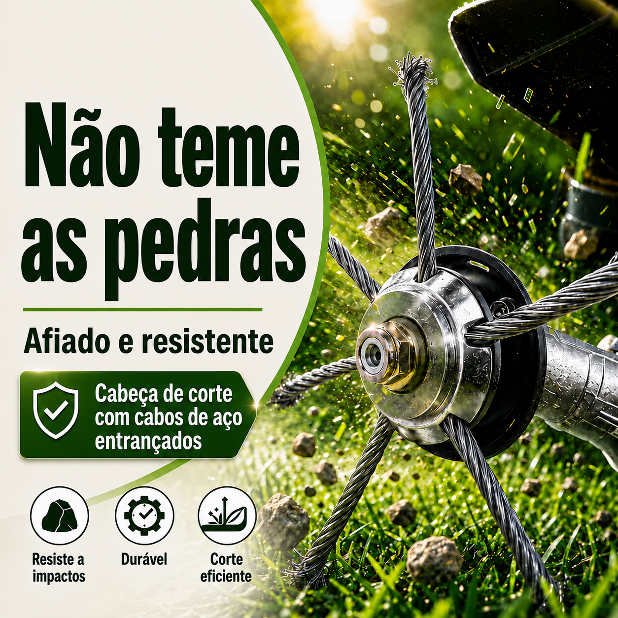 Cabeça de Corte para Roçadora com 6 Braços de Aço Entrançado — Resistente e Potente Contra as Ervas Daninhas Mais Difíceis