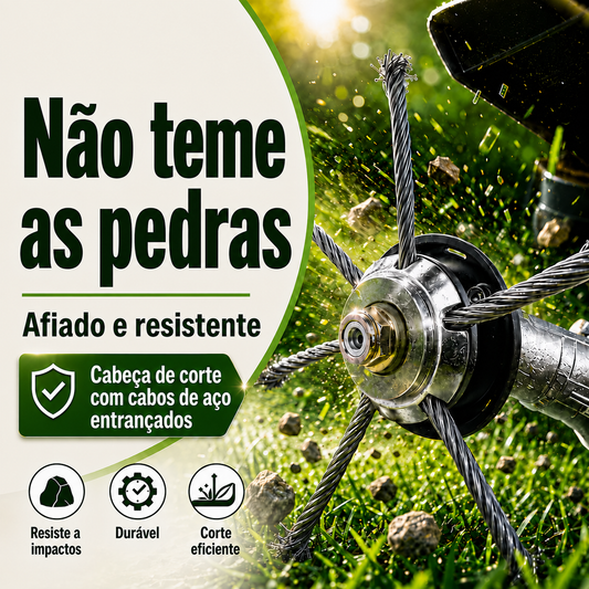 Cabeça de Corte para Roçadora com 6 Braços de Aço Entrançado — Resistente e Potente Contra as Ervas Daninhas Mais Difíceis