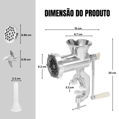 Moínho de Carne Manual em Aço Inoxidável, Ferramenta de Triturar, Manivela de Mesa para Fazer Salsichas