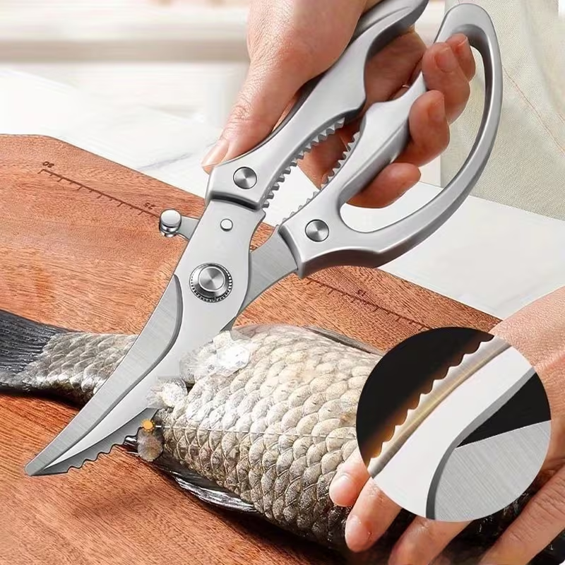 Tesoura Profissional de Aço Inoxidável - Ideal para Carne, Ossos, Peixe e Muito Mais