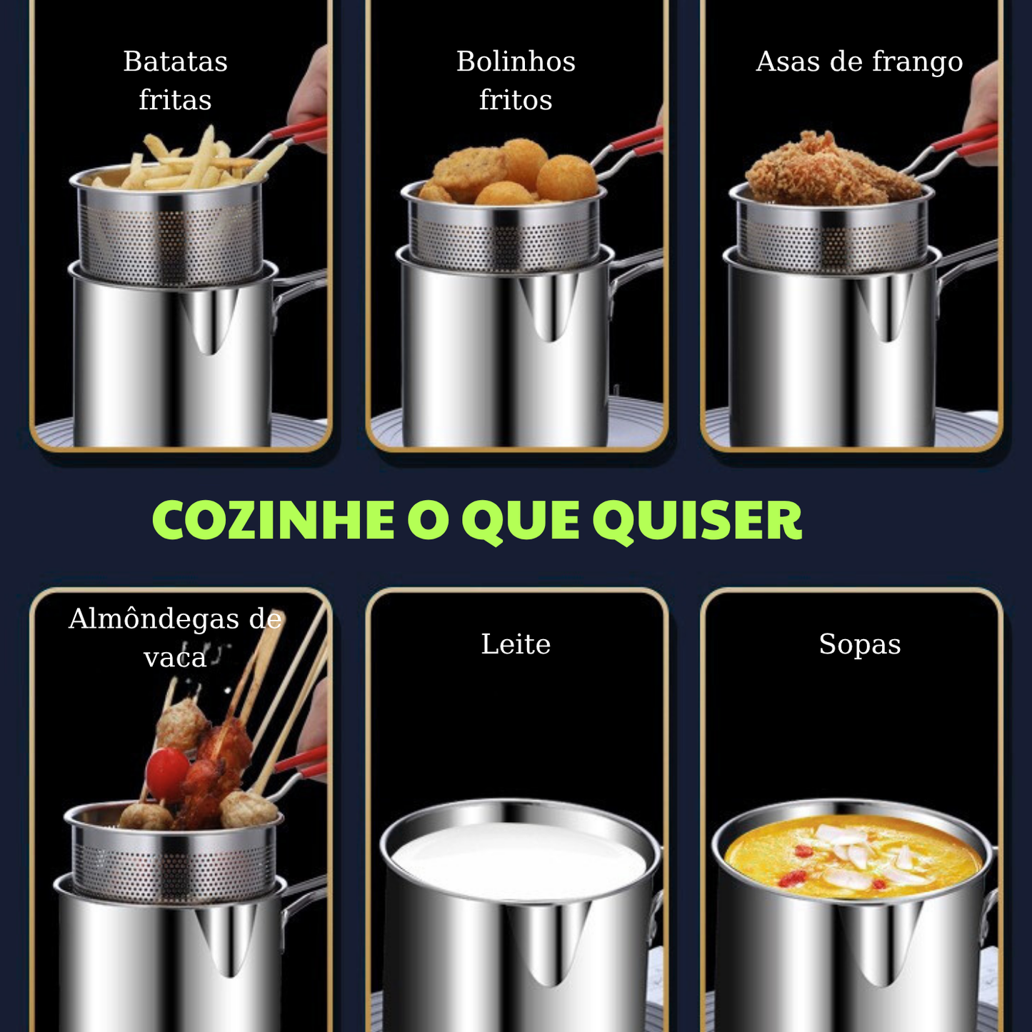 Olla Freidora Multifunción de Acero Inoxidable 304 con Cesta Filtrante para Ahorrar Aceite