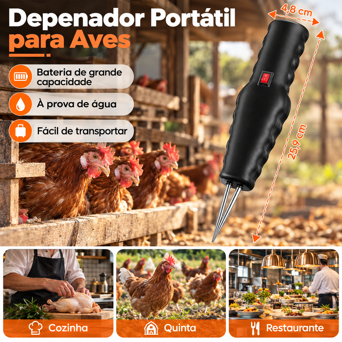 Depenador Elétrico Portátil para Aves