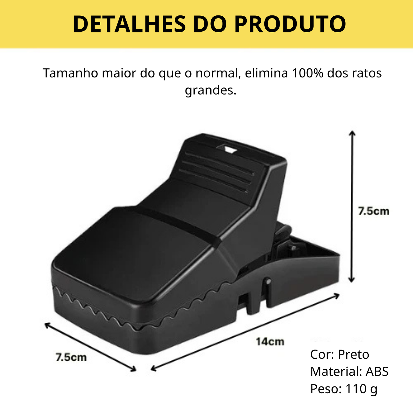 Armadilha de mola robusta e super resistente - A solução segura e eficaz para eliminar os ratos da tua casa.
