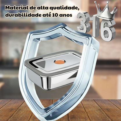 Recipiente Hermético Antibacteriano em Aço Inoxidável 316 (19×14×6 cm)