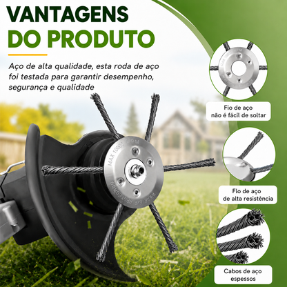 Cabeça de Roçadeira com 6 Lâminas de Fio de Aço Trançado de Alta Resistência
