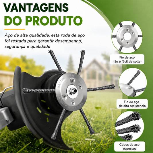 Cabeça de Roçadeira com 6 Lâminas de Fio de Aço Trançado de Alta Resistência