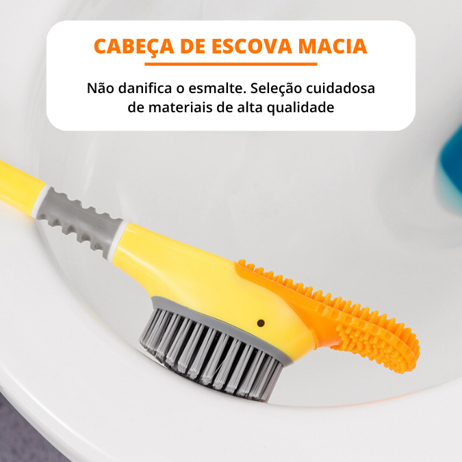 Conjunto de escova de vaso sanitário com cabo longo em formato de pato