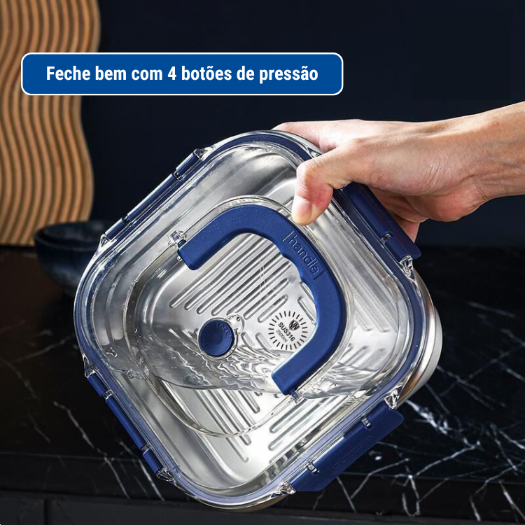 Grande caixa de armazenamento de alimentos em aço inoxidável 316 com tampa selada selada a vácuo 1800ml