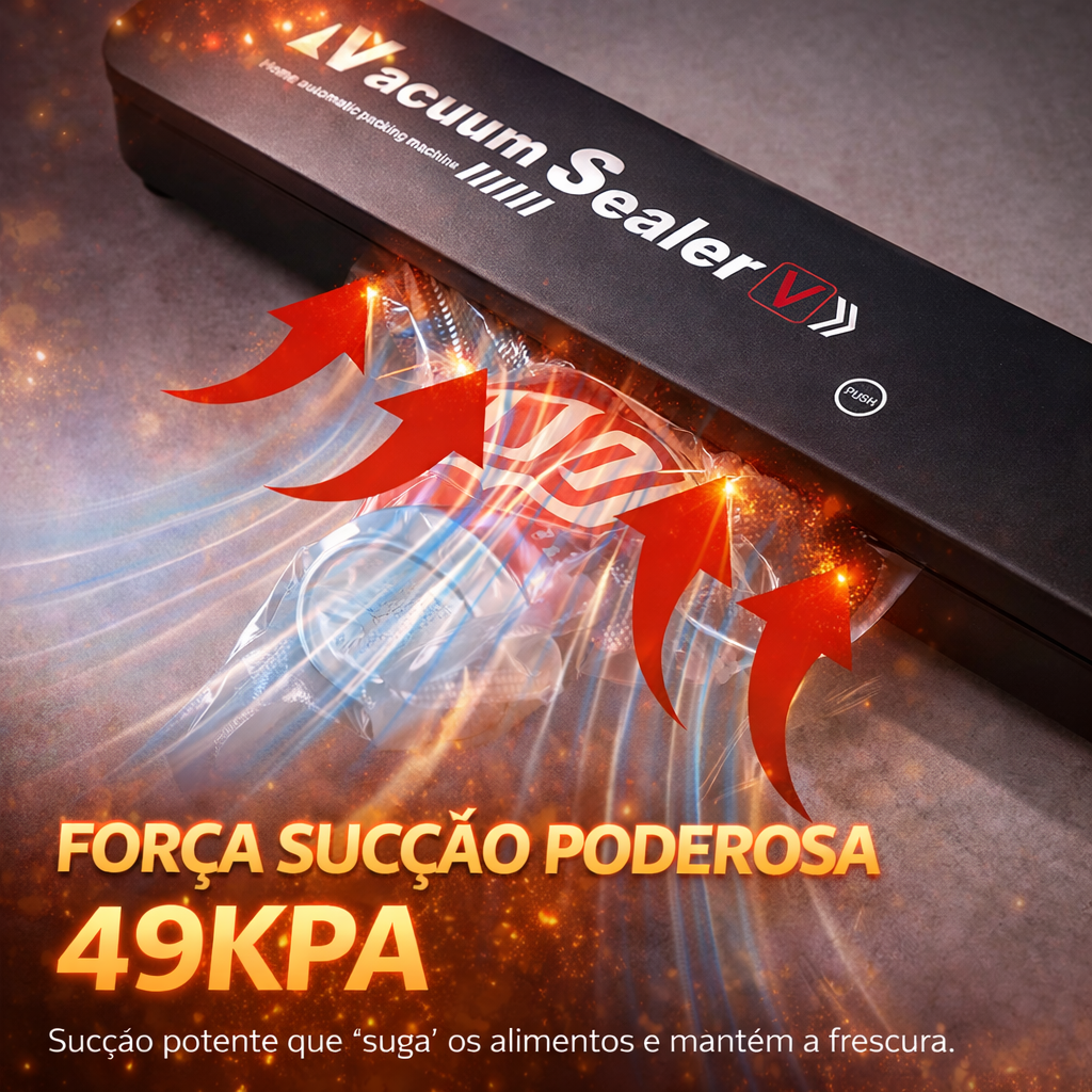Seladora a Vácuo para Alimentos para a Conservação Prolongada de Alimentos — Inclui 100 Sacos a Vácuo Gratuitos