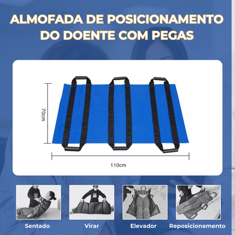 Tapete de transferência de doentes com 6 pegas reforçadas, almofada médica multiusos para camas, pessoas idosas.