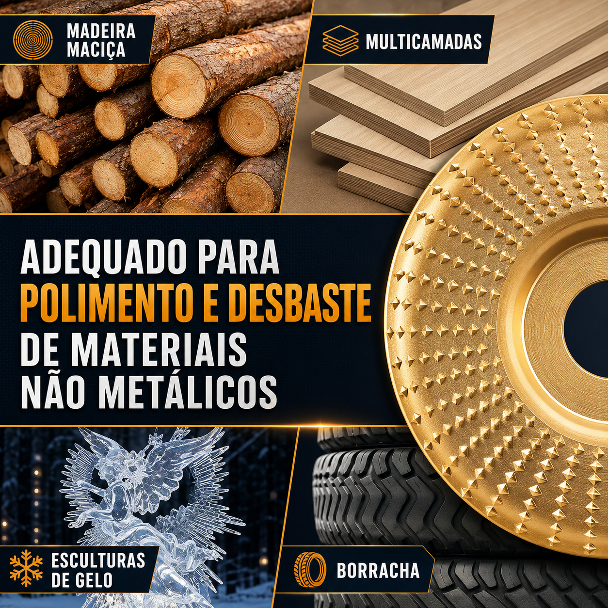 Conjunto De 3 Discos De Desbaste Em Aço Carbono Para Madeira (Plano – Curvo – Inclinado)