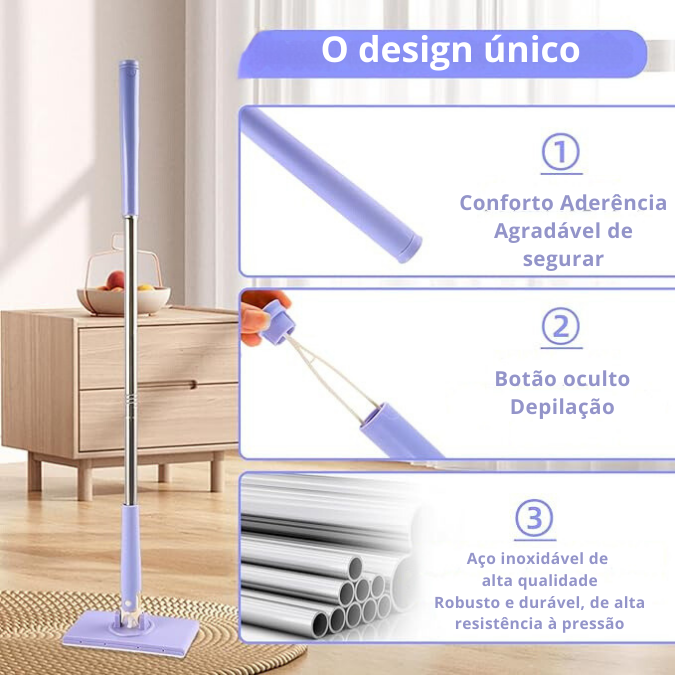 Mini Mop com Troca de Pano, Design do Cabo de Empurrar-Puxar com Toalha Descartável