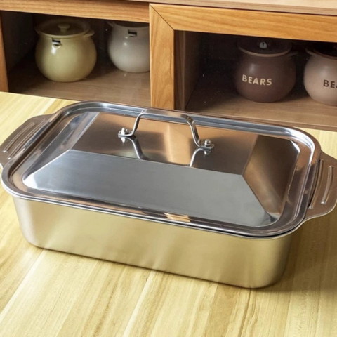 Tabuleiro De Cozinha Em Aço Inoxidável SUS304 Para Panelas Quentes, Peixe A Vapor, Cozedura E Armazenamento De Alimentos