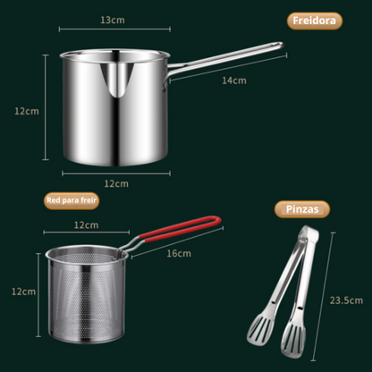 Frigideira Multifuncional De Aço Inoxidável 304, Frigideira Com Filtro Economizador De Óleo (TH)
