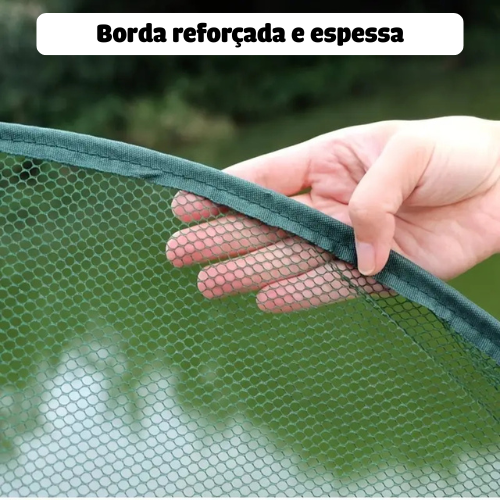 Rede Verde Dobrável para Pesca - Material PE Durável, Design de Topo Aberto para Captura Fácil de Peixes e Camarões, Perfeita para Pesca em Rios e Lagos