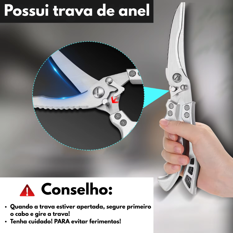 Tesoura Profissional Multifuncional em Aço Inoxidável de Alta Qualidade com Trava de Segurança – Tesoura Profissional para Corte de Ossos
