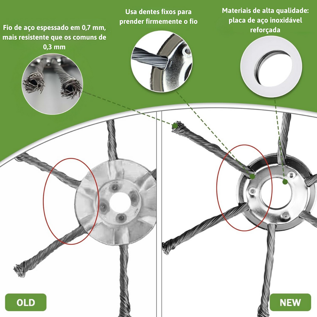 A cabeça do cortador tem 6 ramos tecidos com fio de aço resistente (Include Kit di Adattatori)