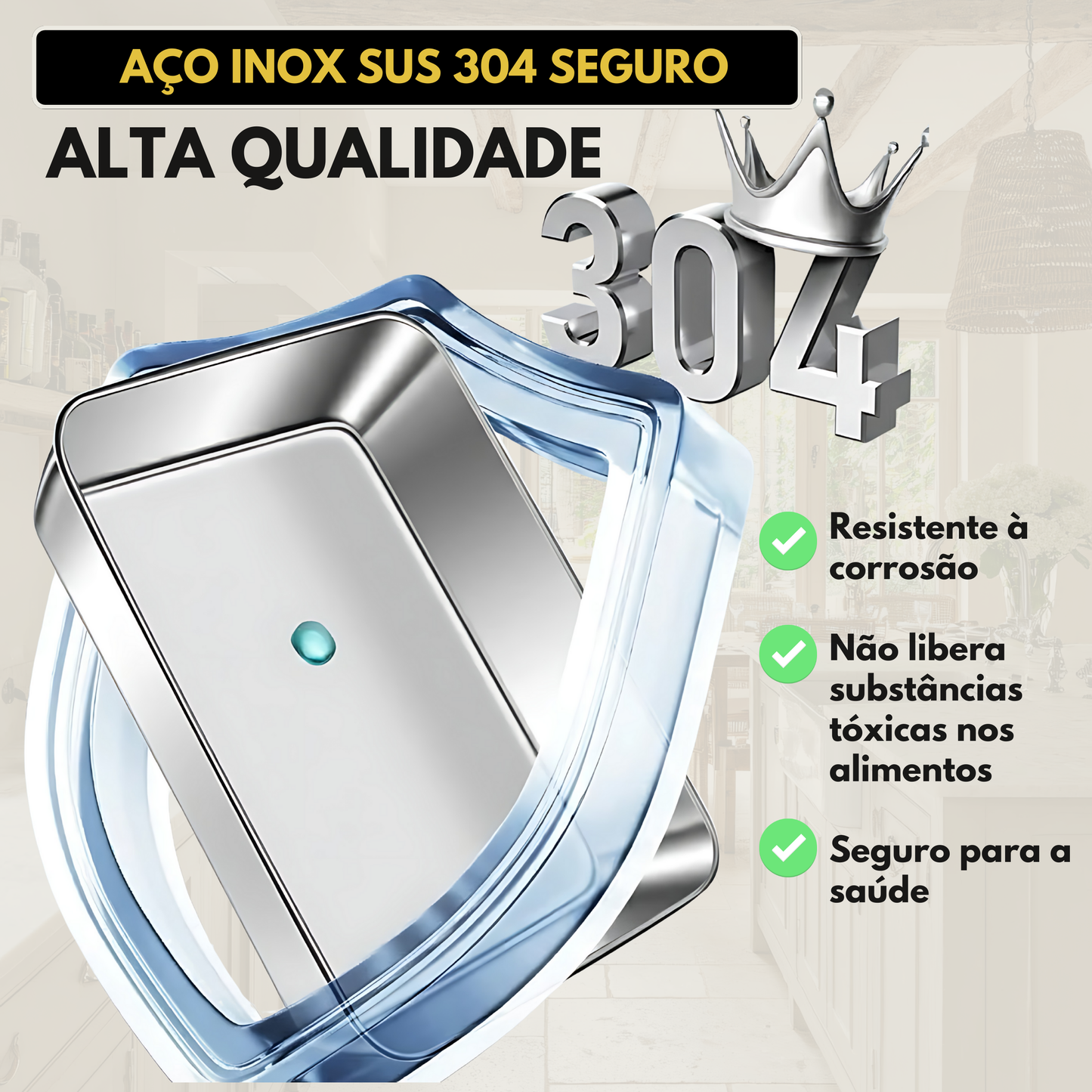 Recipiente para Alimentos em Aço Inoxidável 304 – Frescura Prolongada e Máxima Segurança