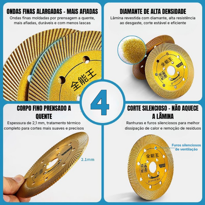 Disco de Corte Diamantado Multifunções 5 em 1 – Corte, Desbaste, Abertura de Ranhuras, Modelagem e Acabamento de Superfícies