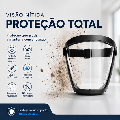 Máscara Facial Integral Antiembaciamento e Resistente a Impactos