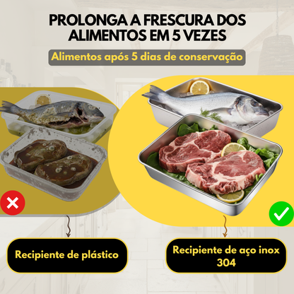 Recipiente para Alimentos em Aço Inoxidável 304 – Frescura Prolongada e Máxima Segurança