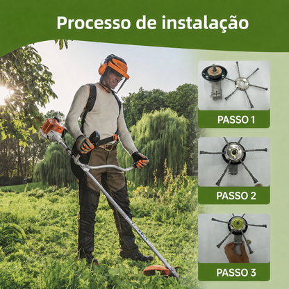 Cabeça de corte de 6 braços em fio de aço entrançado para roçadora