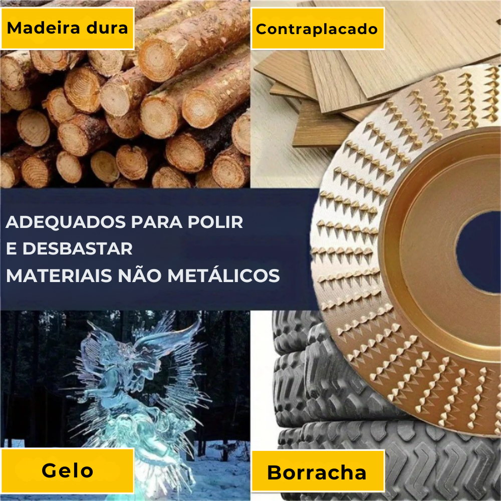 Conjunto de 3 Discos de Desbaste em Aço Carbono para Madeira (Plano - Curvo - Inclinado)