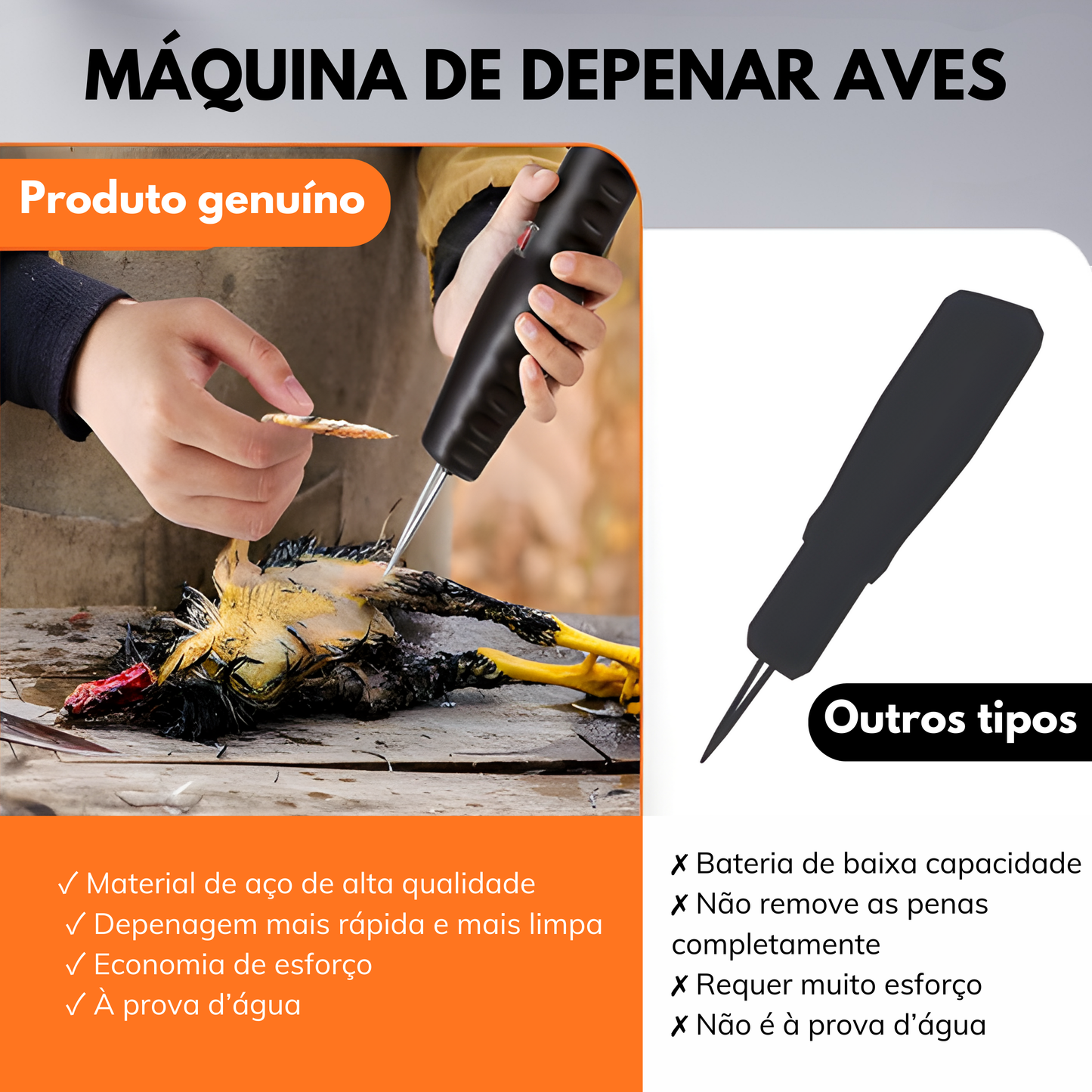 Depenador De Aves Portátil E Manual – Prático e Rápido