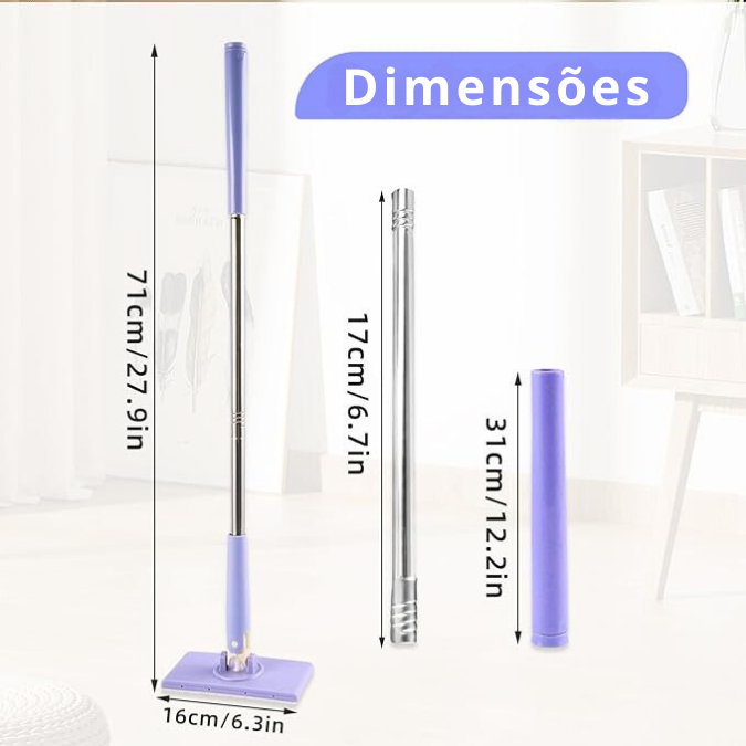 Mini Mop com Troca de Pano, Design do Cabo de Empurrar-Puxar com Toalha Descartável