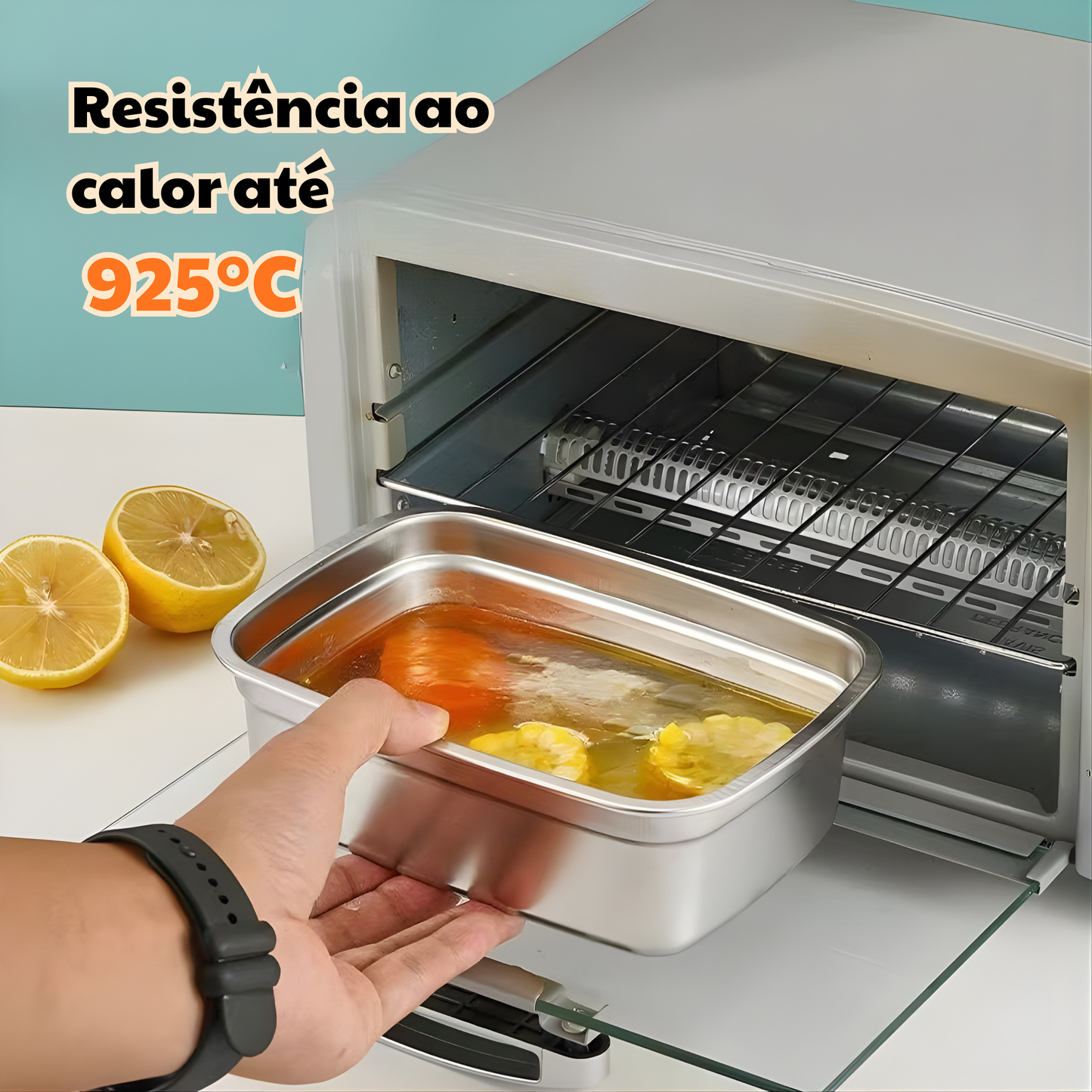Recipiente Hermético Antibacteriano em Aço Inoxidável 316 (19×14×6 cm)