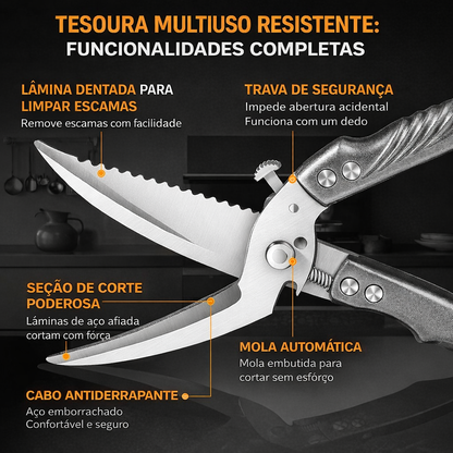 Tesoura Para Cortar Ossos De Frango Desmontável, Tesoura De Cozinha Multifuncional Em Aço Inoxidável, Afiada E Robusta (Cor Prata)