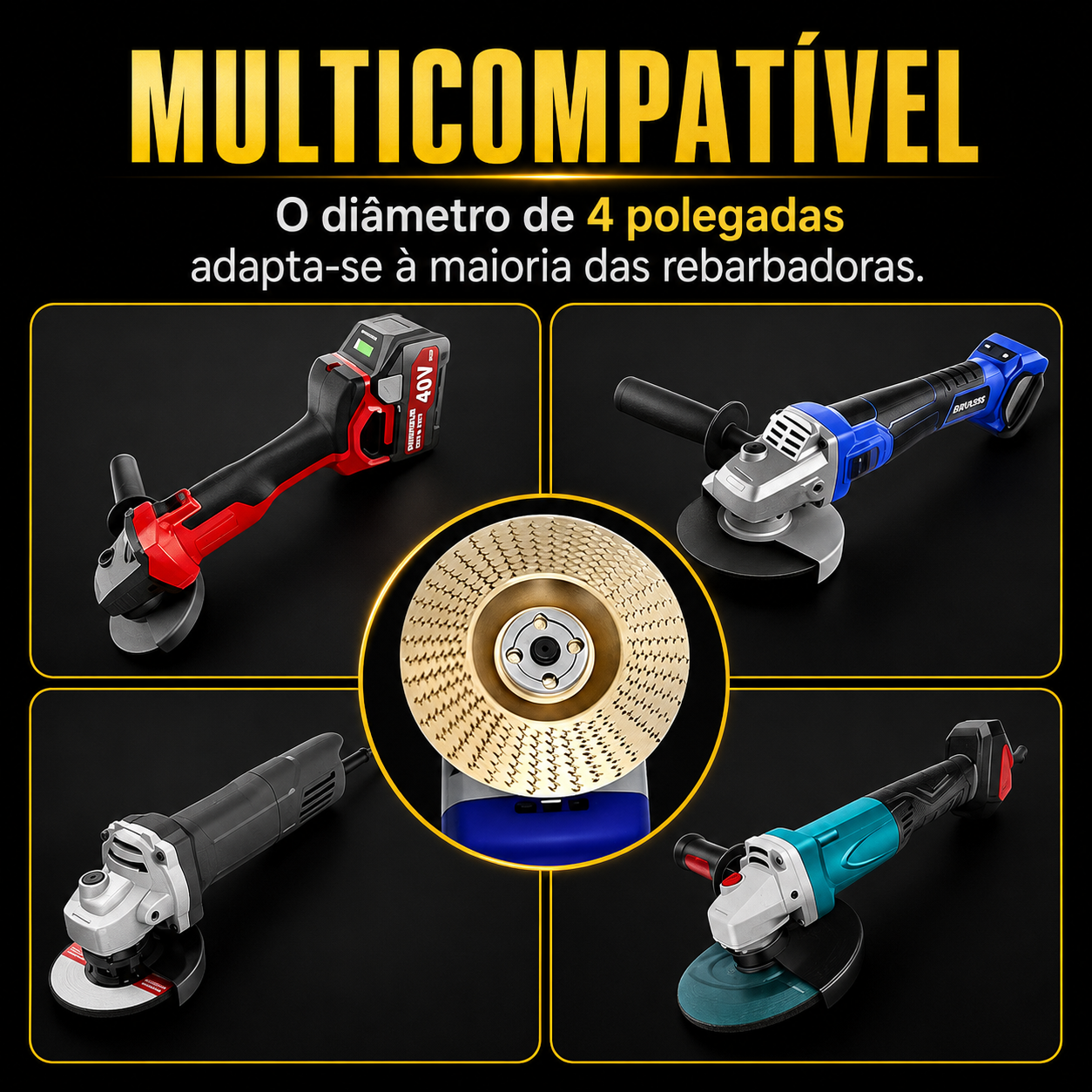 Conjunto De 3 Discos De Desbaste Em Aço Carbono Para Madeira (Plano – Curvo – Inclinado)