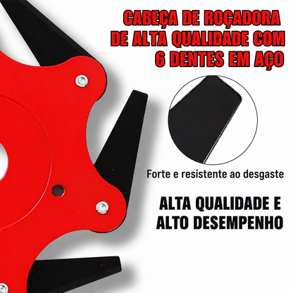 Lâmina de Aço com 6 Dentes para Roçadora (Acessórios Incluídos)