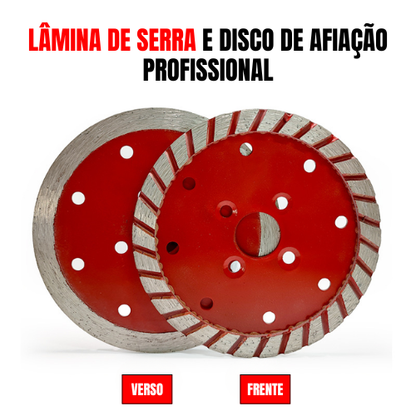Disco De Corte E Desbaste Turbo De Diamante 110MM Para Granito, Mármore E Pedra (Flange Incluído)