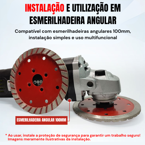 Disco De Corte E Desbaste Turbo De Diamante 110MM Para Granito, Mármore E Pedra (Flange Incluído)