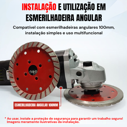 Disco De Corte E Desbaste Turbo De Diamante 110MM Para Granito, Mármore E Pedra (Flange Incluído)