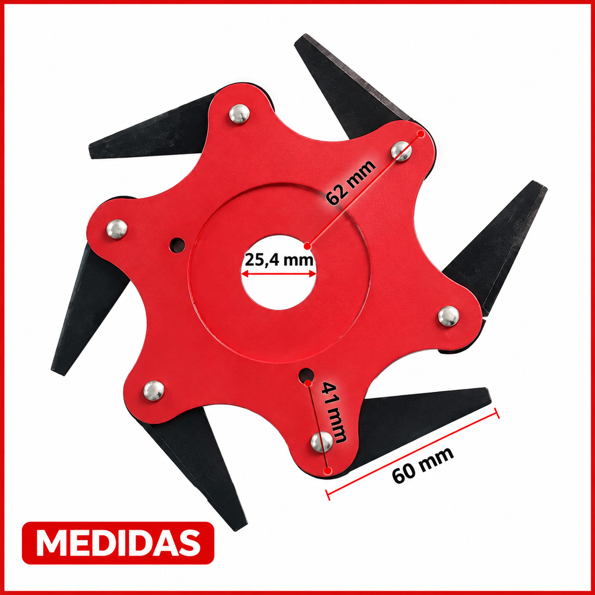 Lâmina de Aço com 6 Dentes para Roçadora (Acessórios Incluídos)