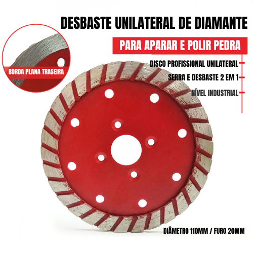 Disco De Corte E Desbaste Turbo De Diamante 110MM Para Granito, Mármore E Pedra (Flange Incluído)