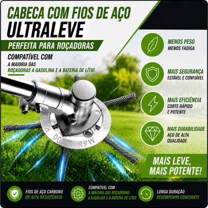 Cabeça de Roçadeira com 6 Lâminas de Fio de Aço Trançado de Alta Resistência