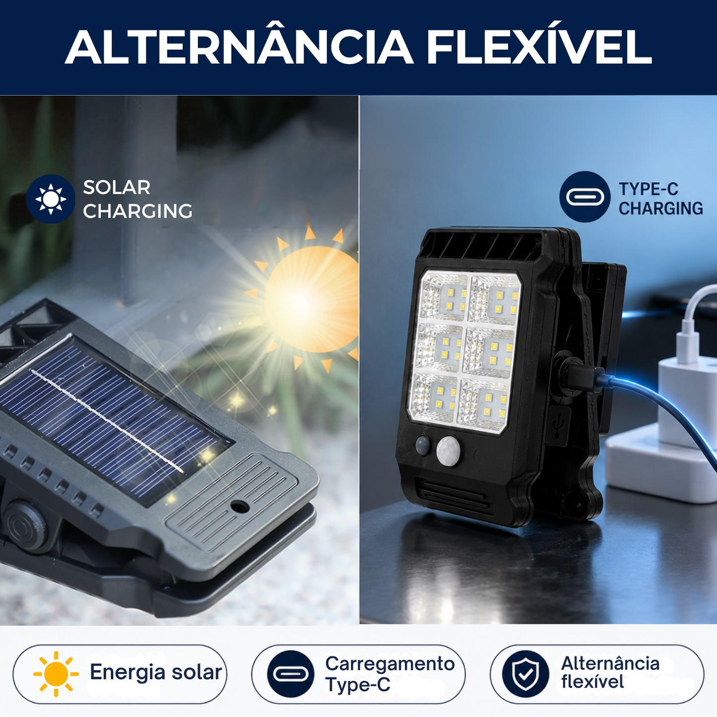 Luz Solar de Segurança com Sensor de Movimento
