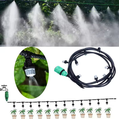 Mangueira De Irrigação Para Jardim 15 Metros Com Bicos De Névoa – Sistema De Resfriamento Por Névoa, Fácil De Instalar