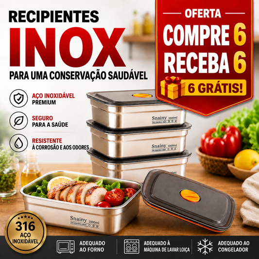 BestSeller™ - Recipiente Hermético para Armazenamento em Aço Inoxidável SUS316 Antibacteriano (19x14x6cm)