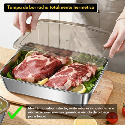 Recipiente para Alimentos em Aço Inoxidável 304 – Frescura Prolongada e Máxima Segurança