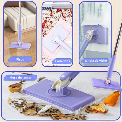 Mini Mop com Troca de Pano, Design do Cabo de Empurrar-Puxar com Toalha Descartável