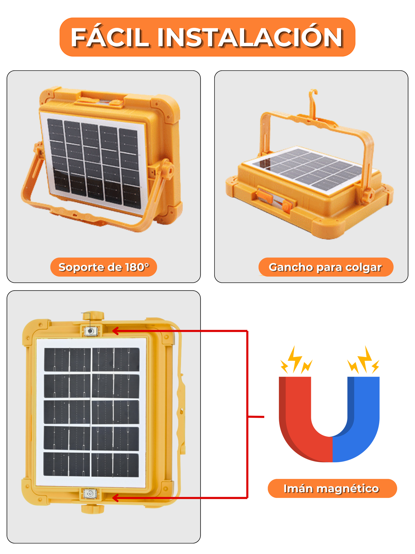 Luz LED Multifunción con Energía Solar – Iluminación superior, 5 modos flexibles y funcionamiento estable en cualquier condición.