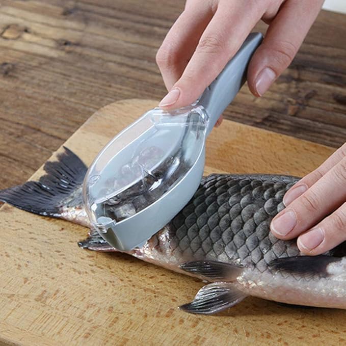 Raspador de escama de peixe conveniente com caixa de armazenamento