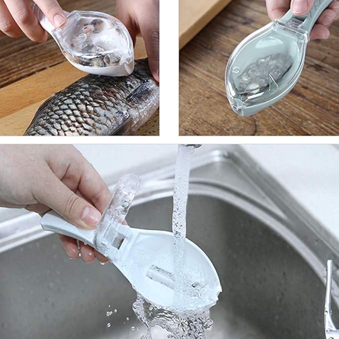 Raspador de escama de peixe conveniente com caixa de armazenamento