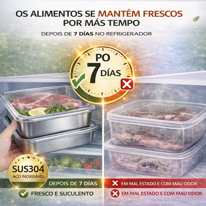 A solução para um frigorífico sempre organizado e sem odores – Recipientes em aço inox SUS304 (25×20×6 cm)