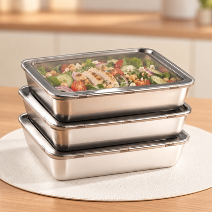 Recipiente alimentar em aço inoxidável SUS304 de 2400 ml – para porções maiores e uma arrumação mais organizada